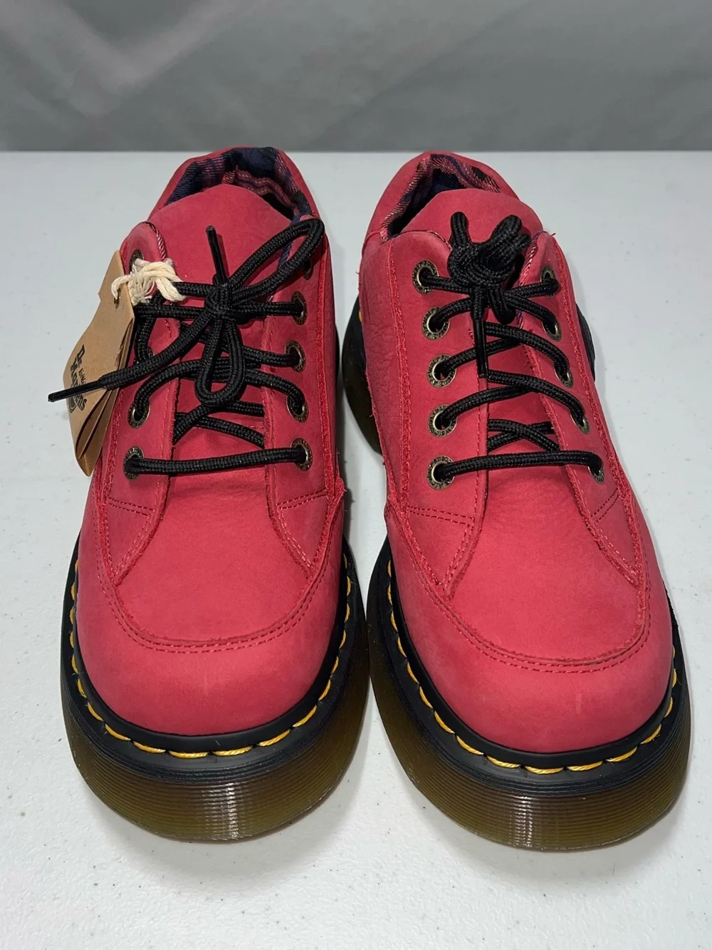 Dr. Martens Pink Plaid Lined Platform Shoe
